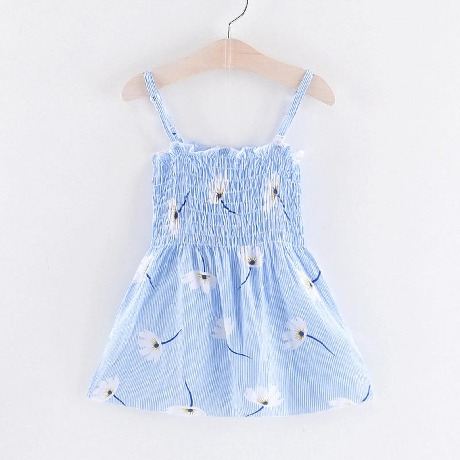 

2022 Summer Toddler Kids Baby Girls Floral Beach Dress For Girls Sleeveless Striped Slip Dress Outfits Children's Clothes 1-6Y