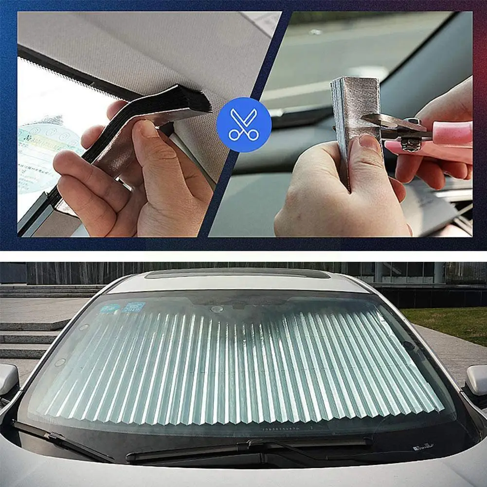 

Car Windshield Curtain Retractable Set Folding Car Film Sunshade Anti-UV 60cm Reflective Car Curtains Sun Cover Shade P4F7
