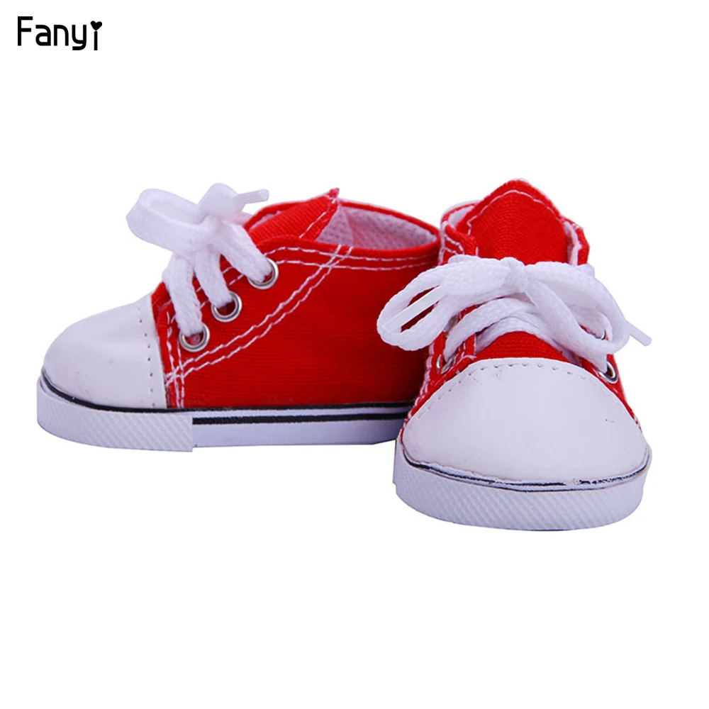 Американский 18 дюймов Кукла обувь 7 см синие туфли из красной парусины 43 и reborn