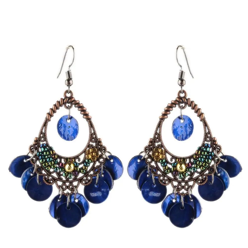 Богемская люстра висячие серьги с подвесками в виде дисков Висячие легкие