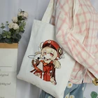 Сумка для покупок в стиле Харадзюку, холщовая вместительная складная сумка для покупок Game Genshin Impact, милый аниме, сумочка на плечо