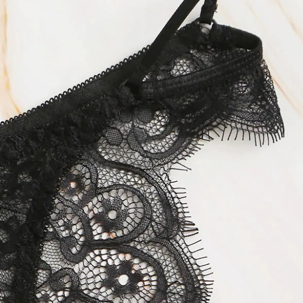 

2PC Porno Female Erotic Lingerie Underwear Lace Bra Briefs Halter Transparent Temptation Set Sexy Lenceria Ladies Sleepwear Hot