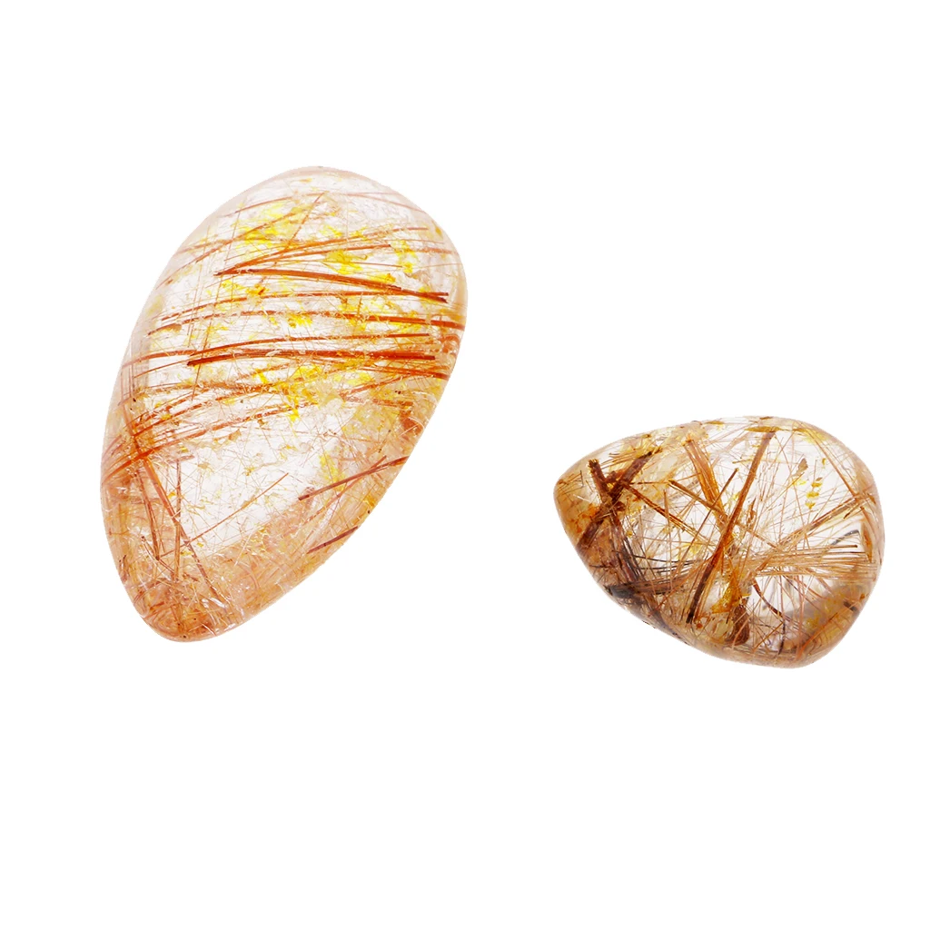 

Natural Gold Rutilated Crystal Pendant Feng Shui Reiki Stone Ornament Home