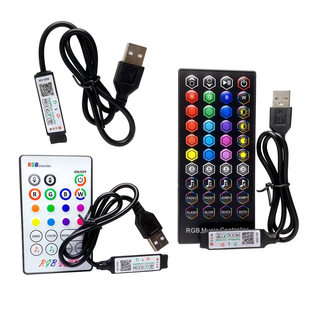 

Mini USB Bluetooth RGB Controller 5V Wireless BT Smart IOS Android Phone APP & 23 40Key IR Remote Control For 5V LED Light Strip