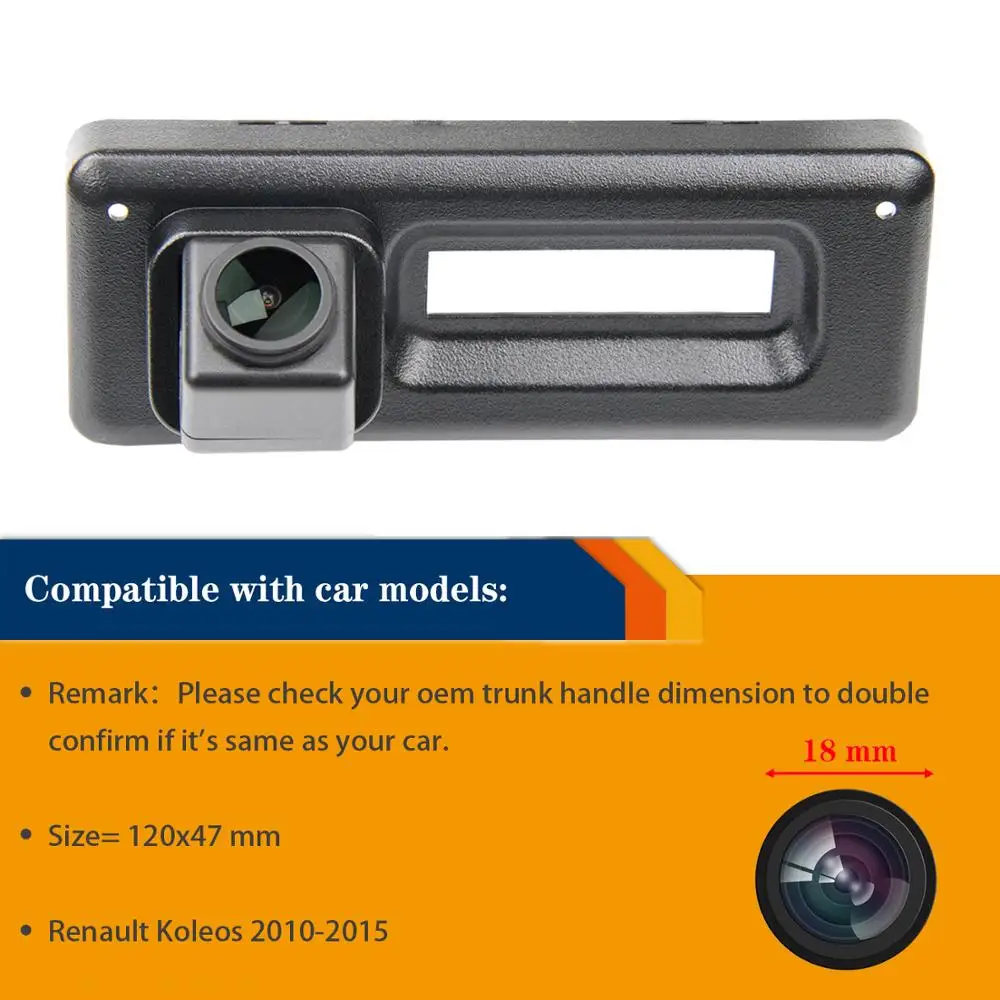 1280x720p Camera for Renault Koleos 2010-2016 Rear View Backup camera Upgraded Reversing Night Vision Trunk handle | Автомобили и