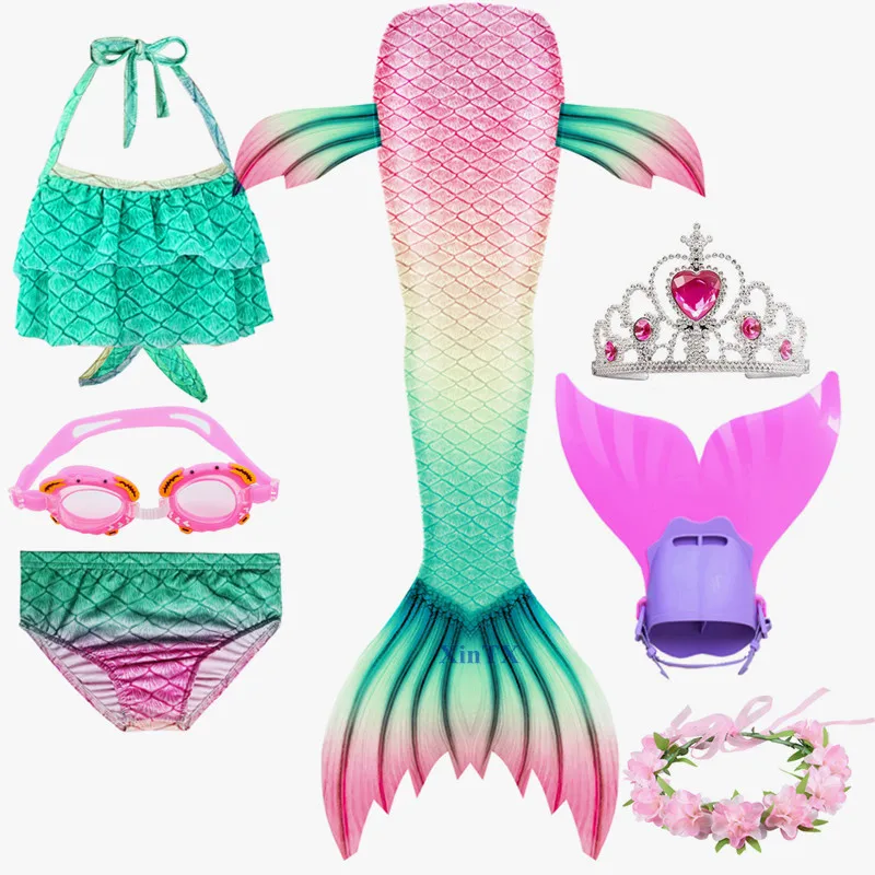 Лидер продаж детский купальный костюм с хвостом русалки для девочек бикини