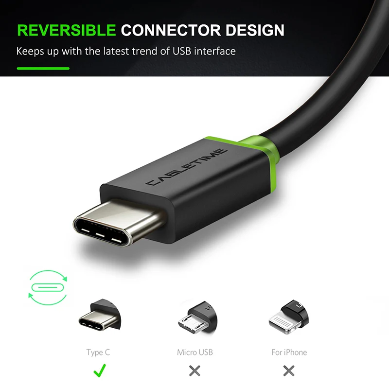CABLETIME USB Type C 2 0 подставка для Type-c высокоскоростного кабеля брюк мальчиков от 1 м Usb