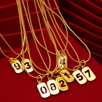 lucky number pendant necklace clavicle chain women men yellow gold filled vintage fashion jewelry gift