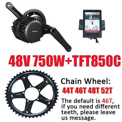 48V750W850C Bafang мотор BBS02 BBS01 48v 750 w/500 w 36V 250 W/350 W/500 W 8fun, фара для электровелосипеда в двигатель комплект для электрического велосипеда, конверсионный набор, BBS02B BBS01B - Цвет: 48V750W850C