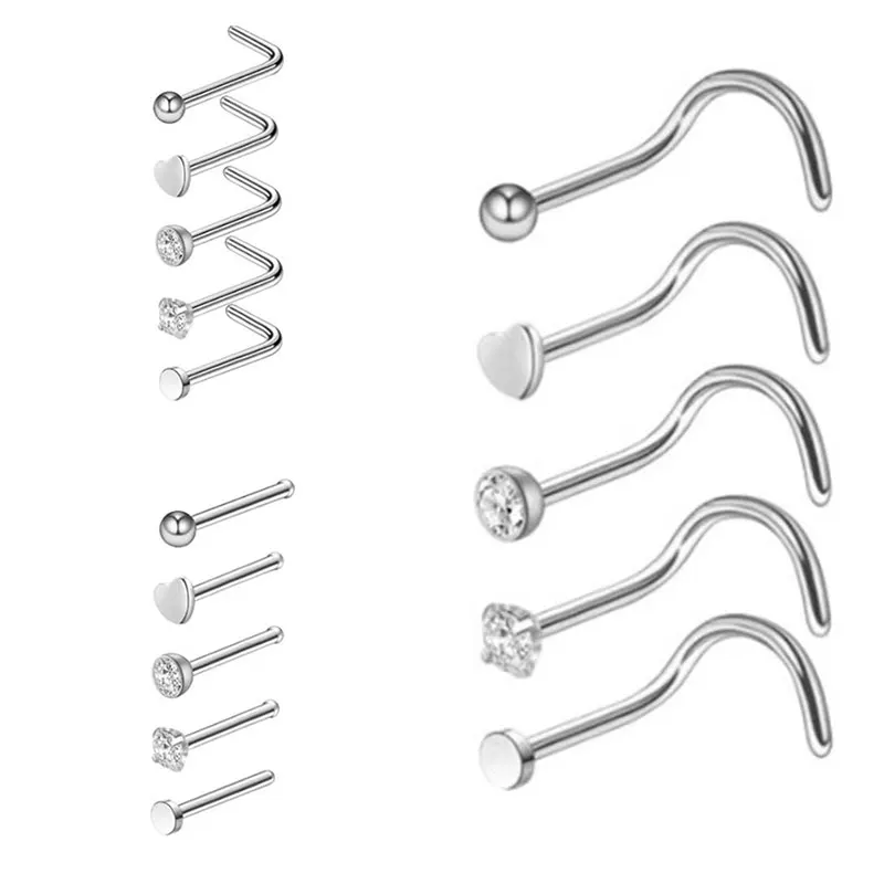 5 шт. кольцо для носа L образное золотистое Серебристое украшение пирсинга из