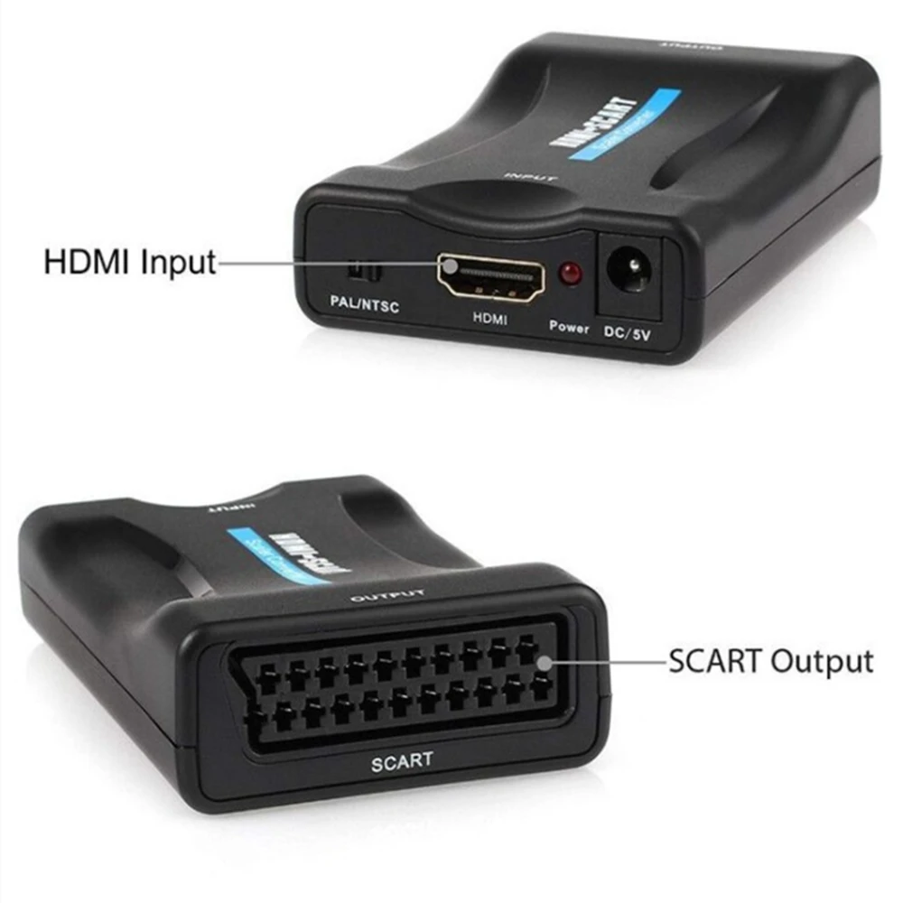 1080P HDMI-compatible to SCART Video Audio Upscale Converter AV Signal Adapter HD Receiver TV DVD with USB Power Plug Box | Электроника