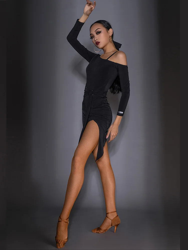 Женское платье для латиноамериканских танцев свободное с длинным рукавом одежда