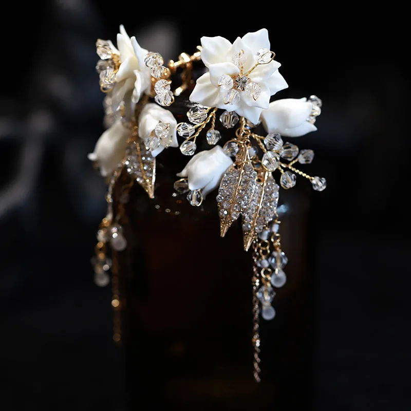 Высококачественные длинные висячие серьги золотого цвета в форме цветка