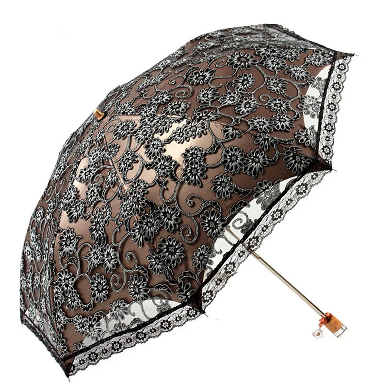 

Umbrella Creative Umbrella Two fold Sunshade Lace vinyl UV protection sun umbrella