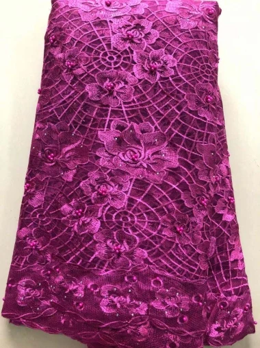 Королевский синий высокое качество вышивка африканская чистая кружевная ткань