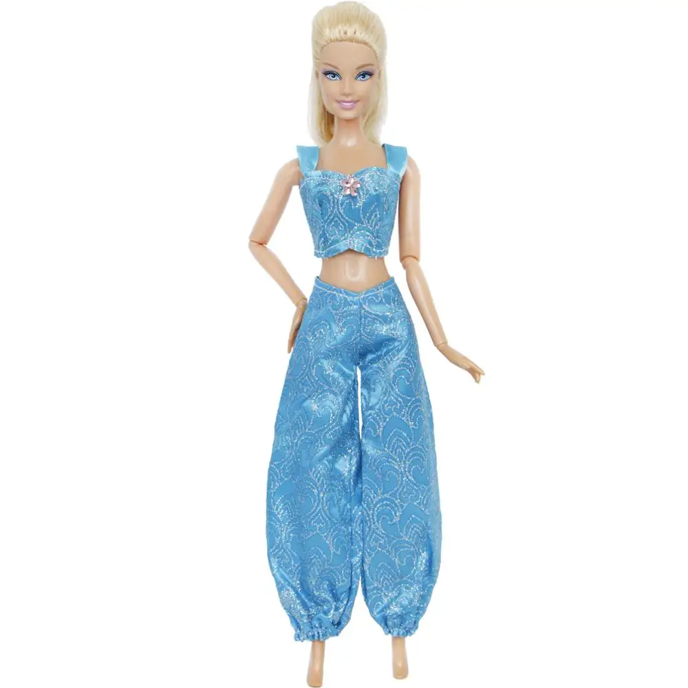 1 комплект ручной работы Сказочный наряд куклы аксессуары синие Топы + брюки