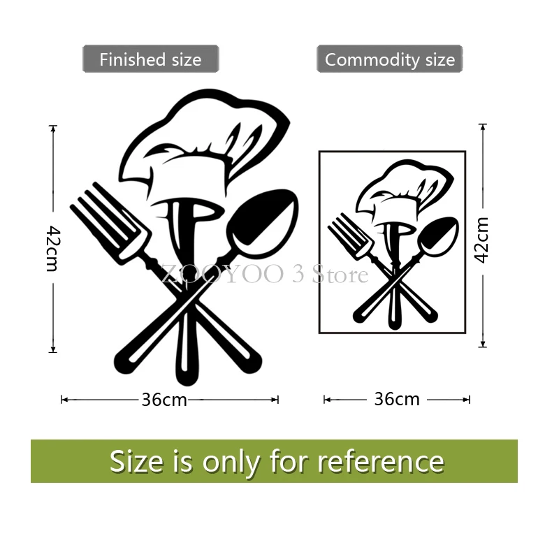 Креативный нож вилка шеф-повара Наклейка на стену для кухни Ресторан украшение