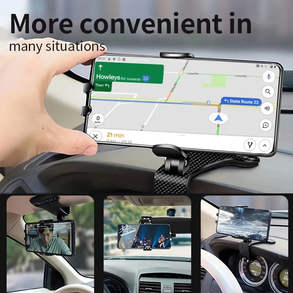 

360° Adjustable Automobile Instrument Panel Mobile Phone Bracket Dashboard Phone Holder Mount Clip Temporary Parking Card Rack