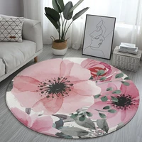 round carpet floor mats living room bedroom non slip mat flowers rose peony geometric flower printed carpet