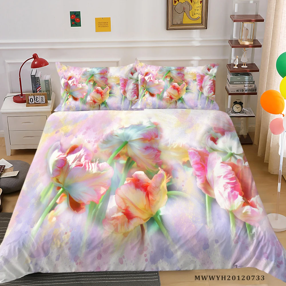 

Home Textile 3D Bedding Set Queen Size 2/3 Pcs Highend Polyester Bedclothes Super Soft Breathable Room Decor