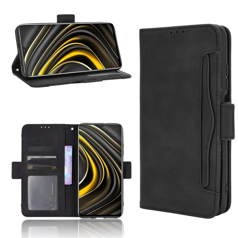 

Suitable for xiaomi POCO M3 magnetic flip phone case, POCO M3 pro leather multi-card luxury wallet holster protective cover