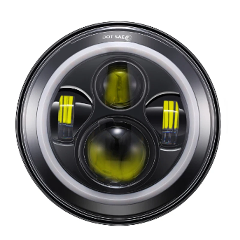 

White Yellow ring with DRL and turn light 7 inch round LED headlight