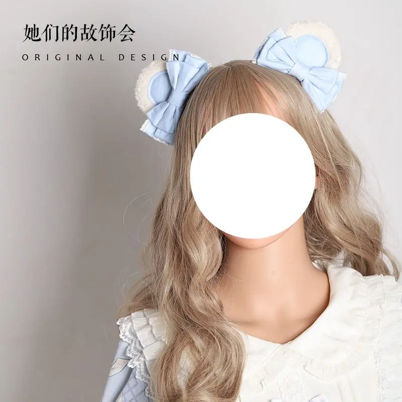 Лолита повязка на голову ручной работы KC аксессуары для волос светильник синий