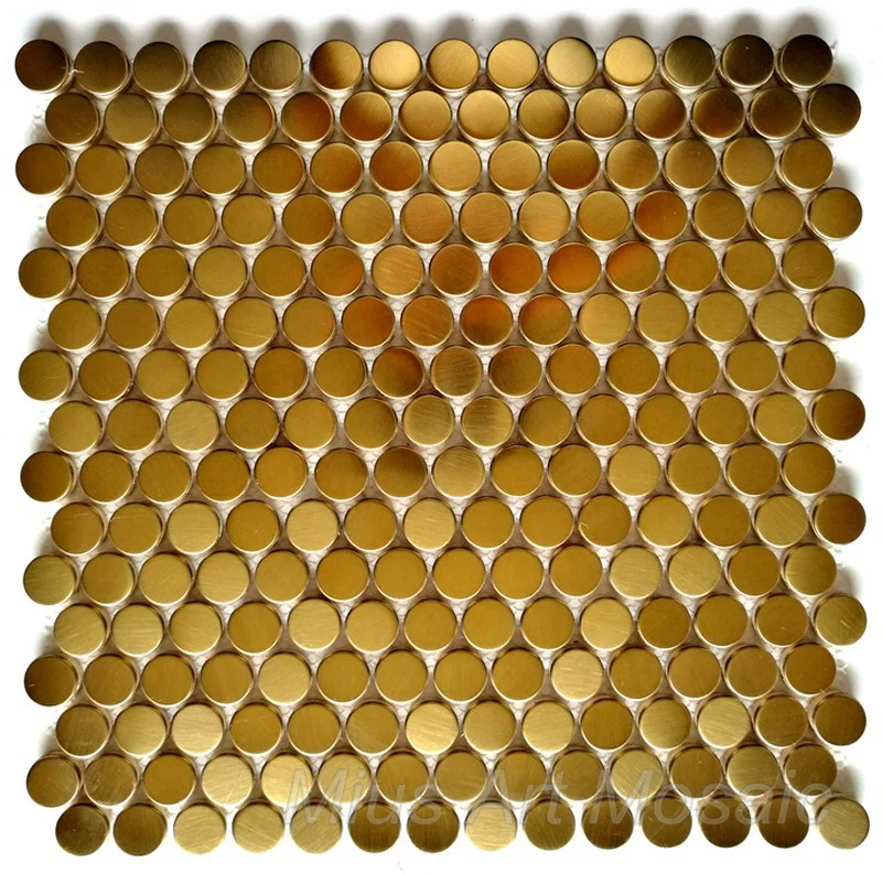 Дешевая заводская цена чистый матовый золотой пенни металлическая мозаичная