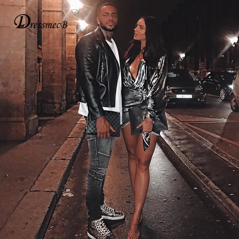 Женское светоотражающее платье-мини вечернее драпированное платье с