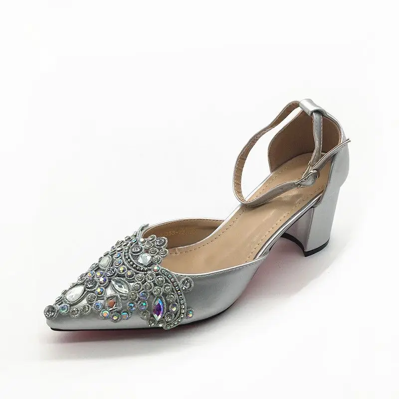 

African Women Shoes Decorated with Rhinestone Wedding Shoes Luxury Women Shoes Italian Design Women Shoes