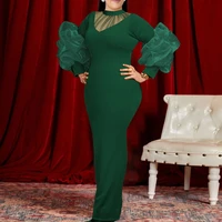 plus size 4xl 5xl maxi dresses for women long sleeves dark green bodycon big size burgundy evening birthday party clothing 3xl