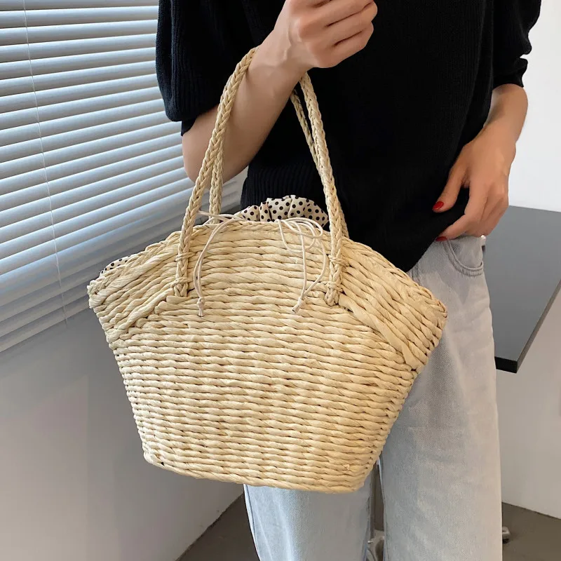 

Big Size Weave Handbags Female Straw Woven Totes Bag Rattan Manufacture Shopper Bag 2021 Women's Summer Beach Shoulder Bags Sac