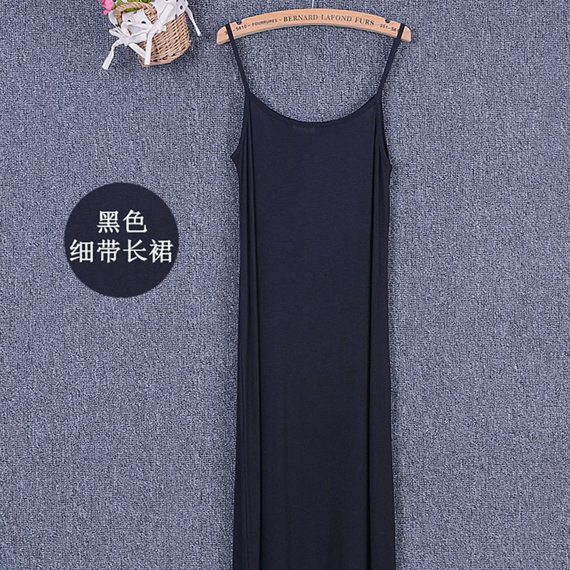 Женское длинное платье из модала повседневное черное до щиколотки с круглым