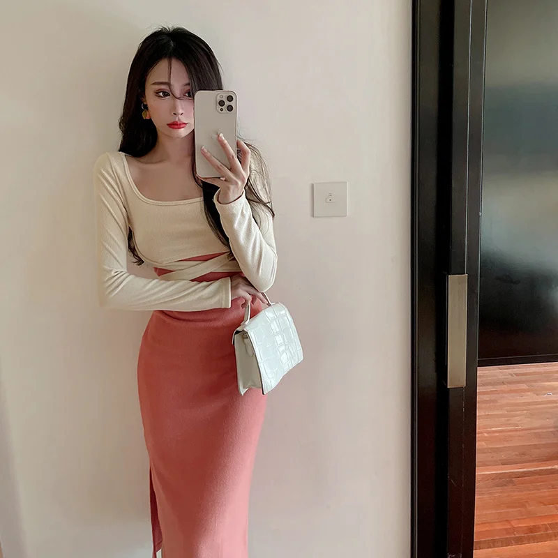 

Женское платье на бретелях, пиджак pure desire, милый и сексуальный, из двух частей, обтягивающие бедра, осень.