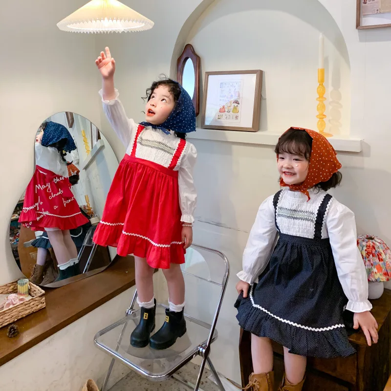 

2021 Kids Girls Sweet Smocked Princess Dress Fashion Kids Spanish Dresses Children Lolita Ball Gown Frock Girl Smocking Clothing