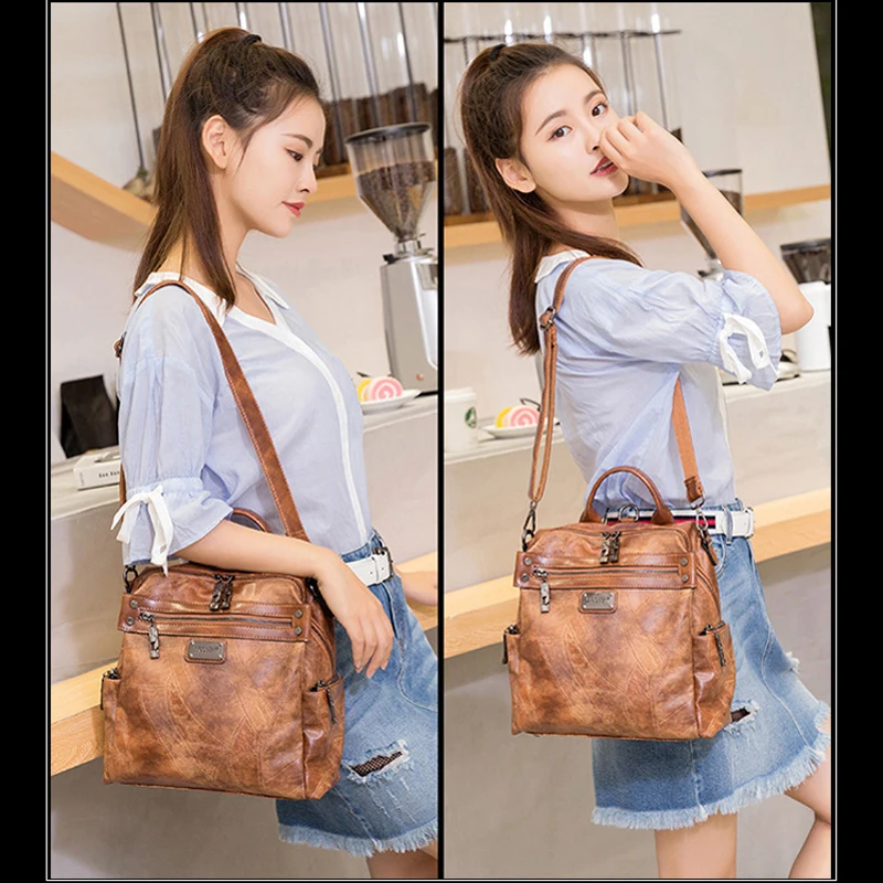 

Vintage Genuine Leather Backpack Female Women School Bags Teenagers Girls Anti-theft Luxury Backpacks Retro Sac A Dos Bagpack