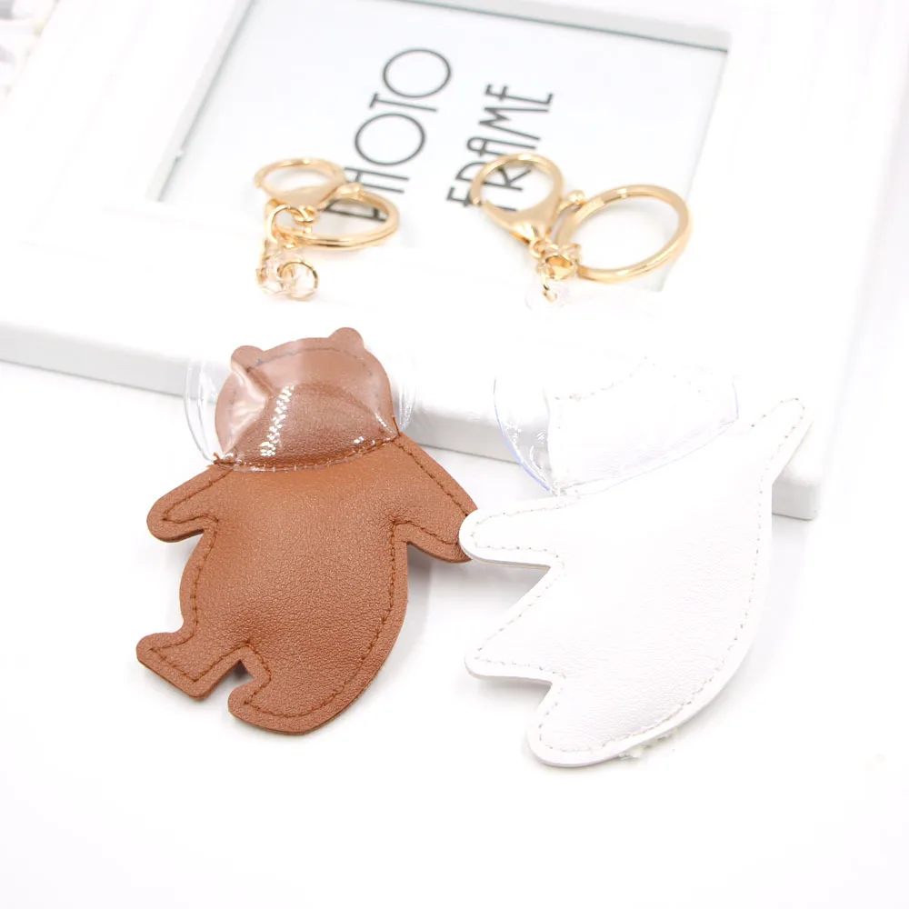 

Cartoon Bear Keychain Creative Personality Popular Simulation Animal Leather Keyring Adult Gift Bag Car Backpack Key Pendant Hot