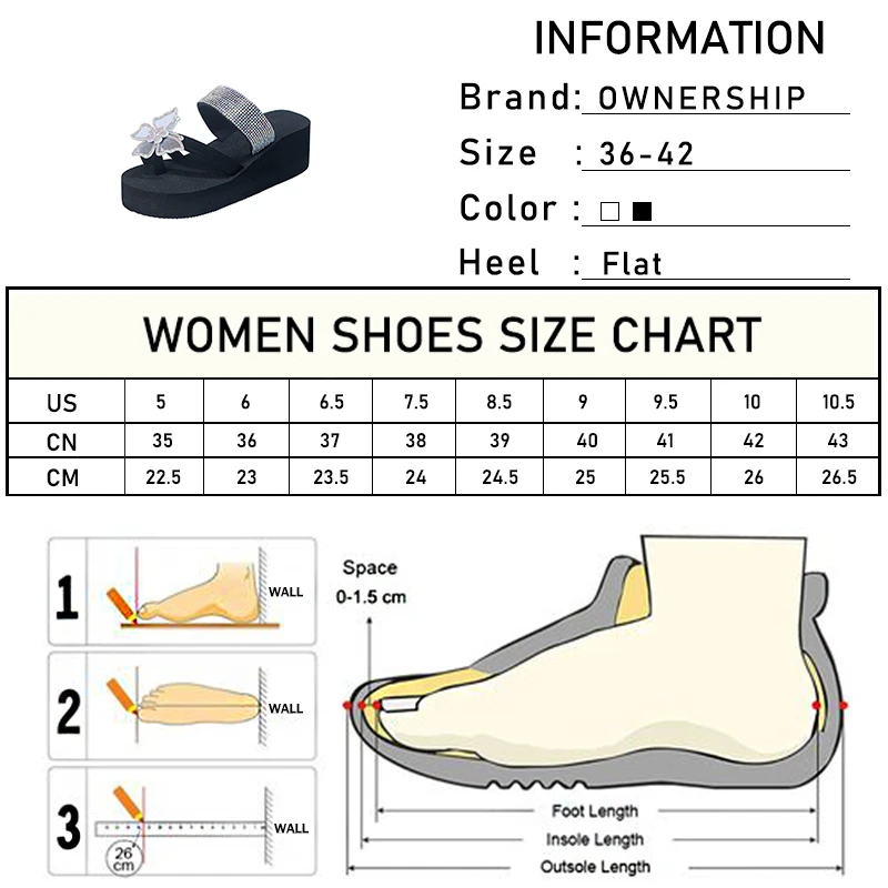 

Women Crystal Butterfly Flip Flops 2021 Woman Platform Slippers Female Bling Shoes Ladies Summer Beach Slides Big Size Footwear