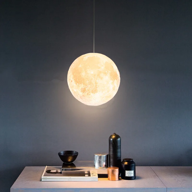 

New Creative Moon Atmosphere Pendant Lights 3D Print Planet Pendant Lamp Dining Children room Hanging Lamp Decor Light Luminaire