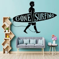 surfing wall stickers boys room decoration surfer vinyl decal surf home murals sea beach c8022