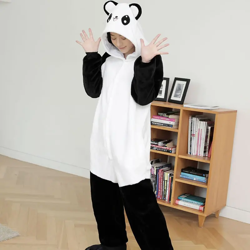 Unisex Kigurumi Adults Animal Pajamas Anime Onesie Panda Flannel Cartoon Cute Warm Cosplay Sleepwear