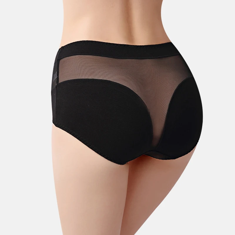 Трусы женские хлопковые с эффектом пуш-ап высокая талия эластичность кружевные