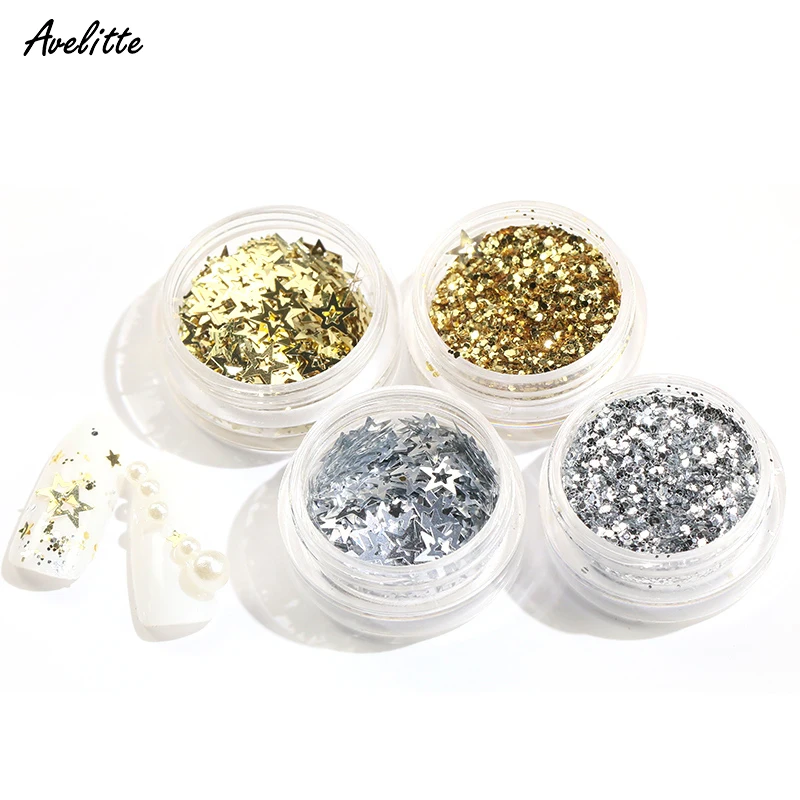 Avelitte блестки для украшения ногтей с пятиконечной звездой Рождество мелкий