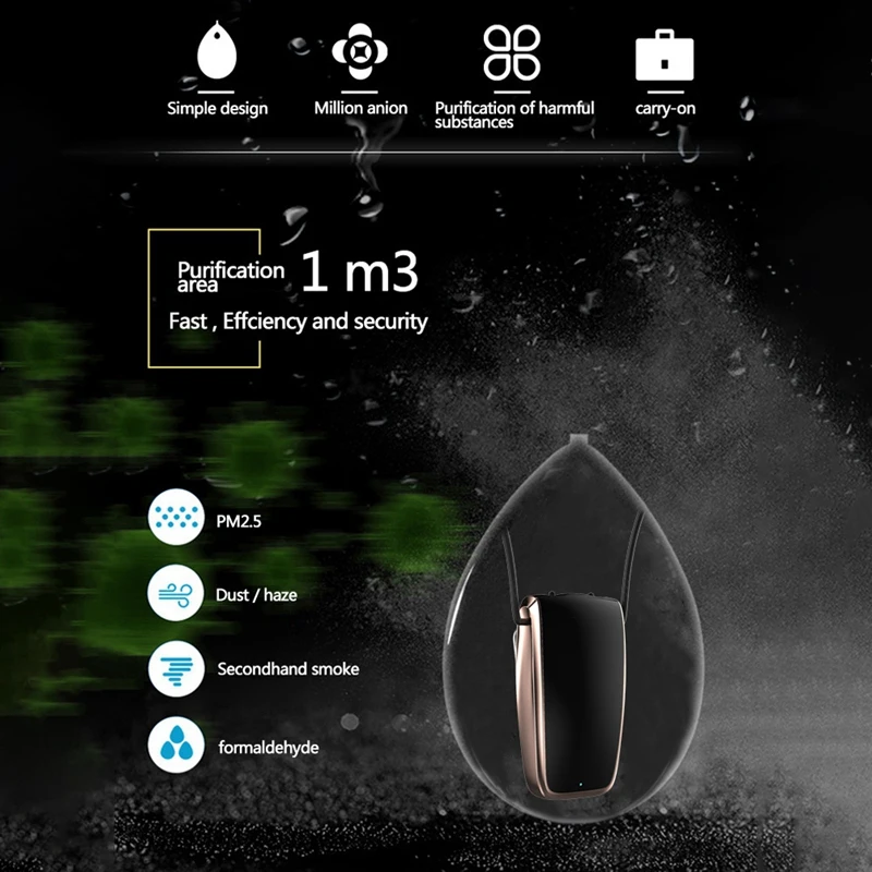 Портативный очиститель воздуха ожерелье носимый Мини Путешествия Размер USB