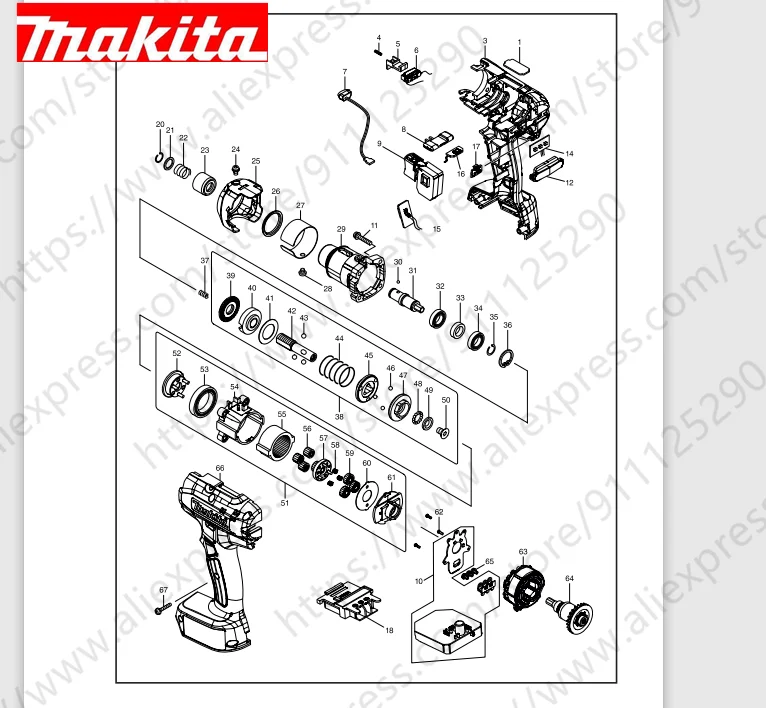 

Maktia for DFT127F Rotor switch stator handle housing bearing Spindle gear (Consult customer service)