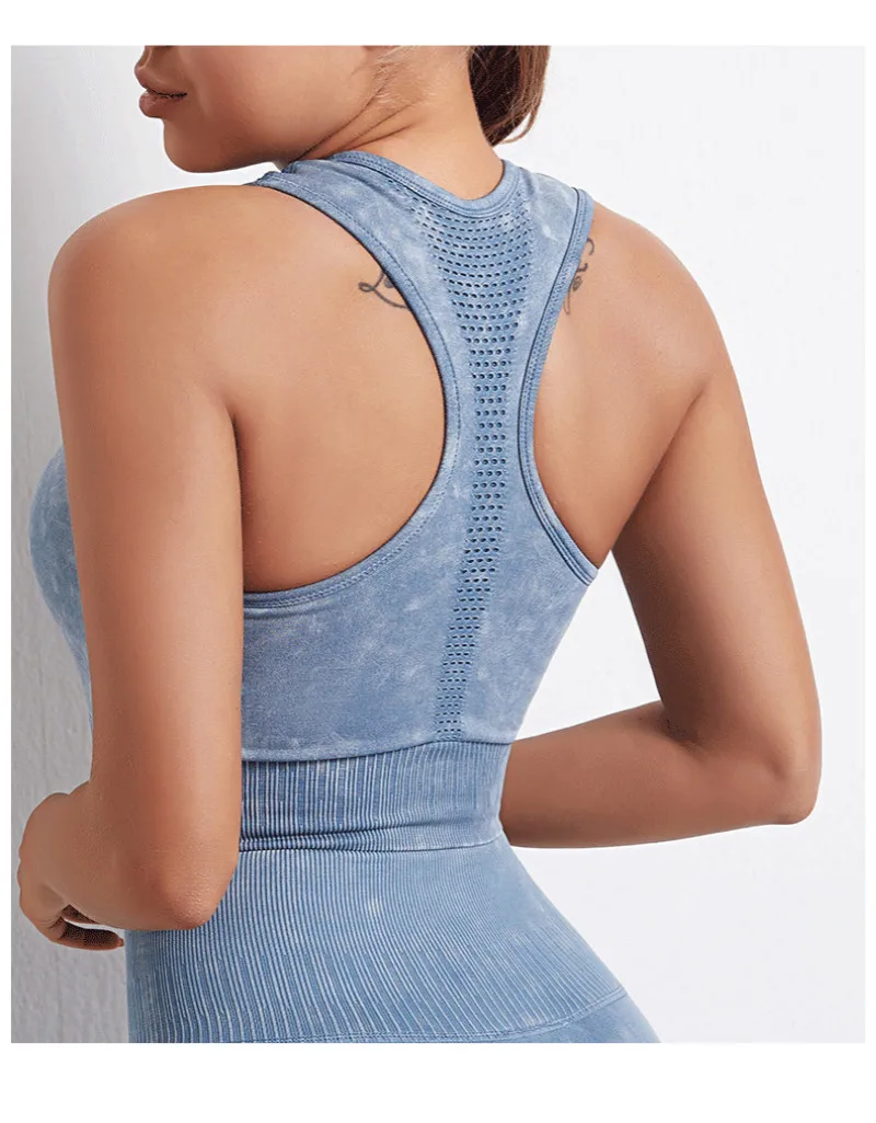 

Seamless Crop Top Breathable Yoga Vest Ladies Workout High-Elastic Solid Color Floral Bra Summer Women Sportswear 2021 New