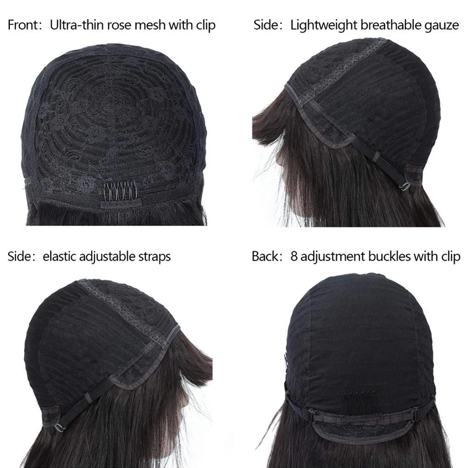 

Bob Wigs Human Hair With Bangs Cheap Full Machine Made Wigs Premium Brazilian Straight Remy Human Hair Bob Wigs For Women