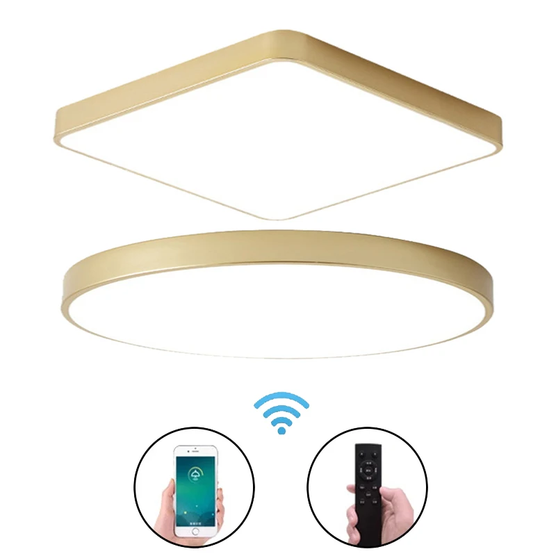 Современный потолочный светильник с поверхностным креплением золотистая