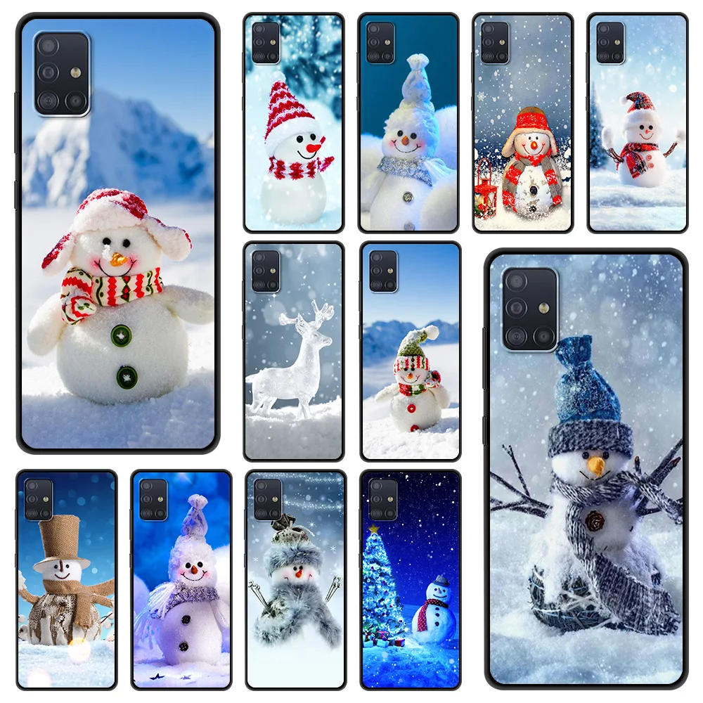 

Christmas New Year snowman Phone Case for Samsung Galaxy A12 A22 A32 A50 A70 A52 A40 A10 A20 A30 Cover Silicon Soft Luxury Shell