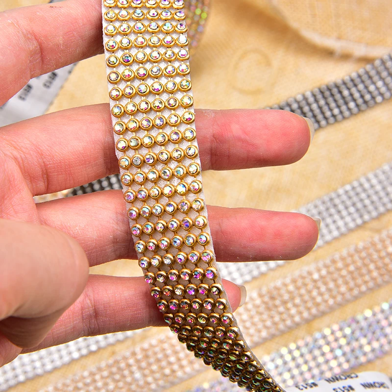 6 рядов стразы из железа с сетчатой отделкой кристаллы для свадебного платья